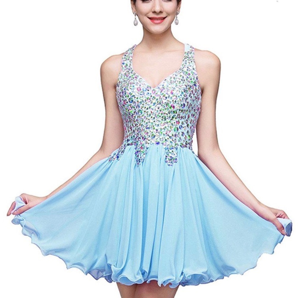Babyonline Short Rhinestone Homecoming Prom Dress